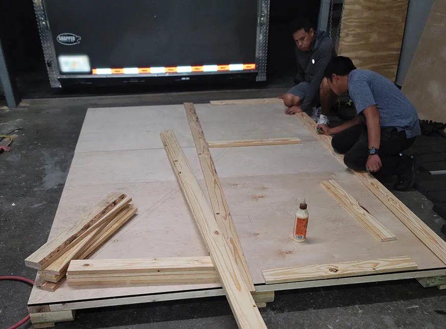 Photo of crate assembly inside EDM shop